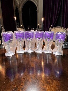 Halloween  Purple Goblet Set with Silver Base - 6 Pack Plastic